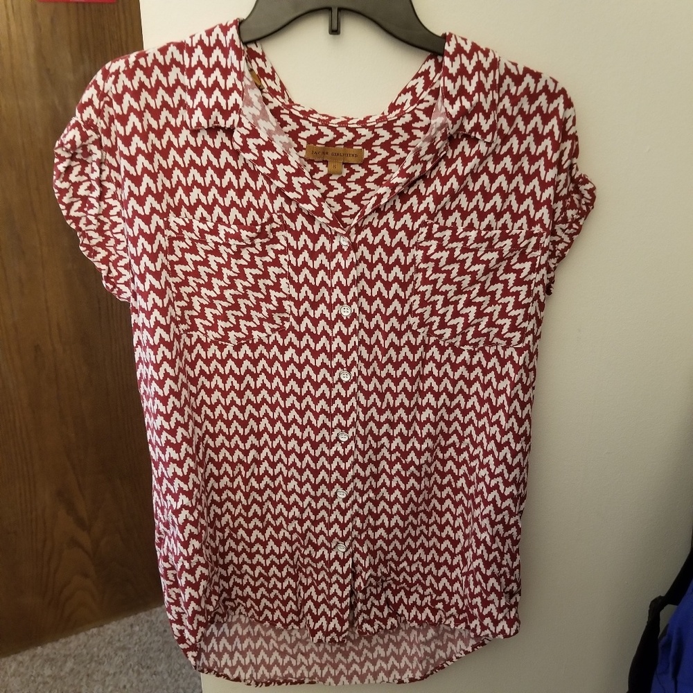 Red and white blouse